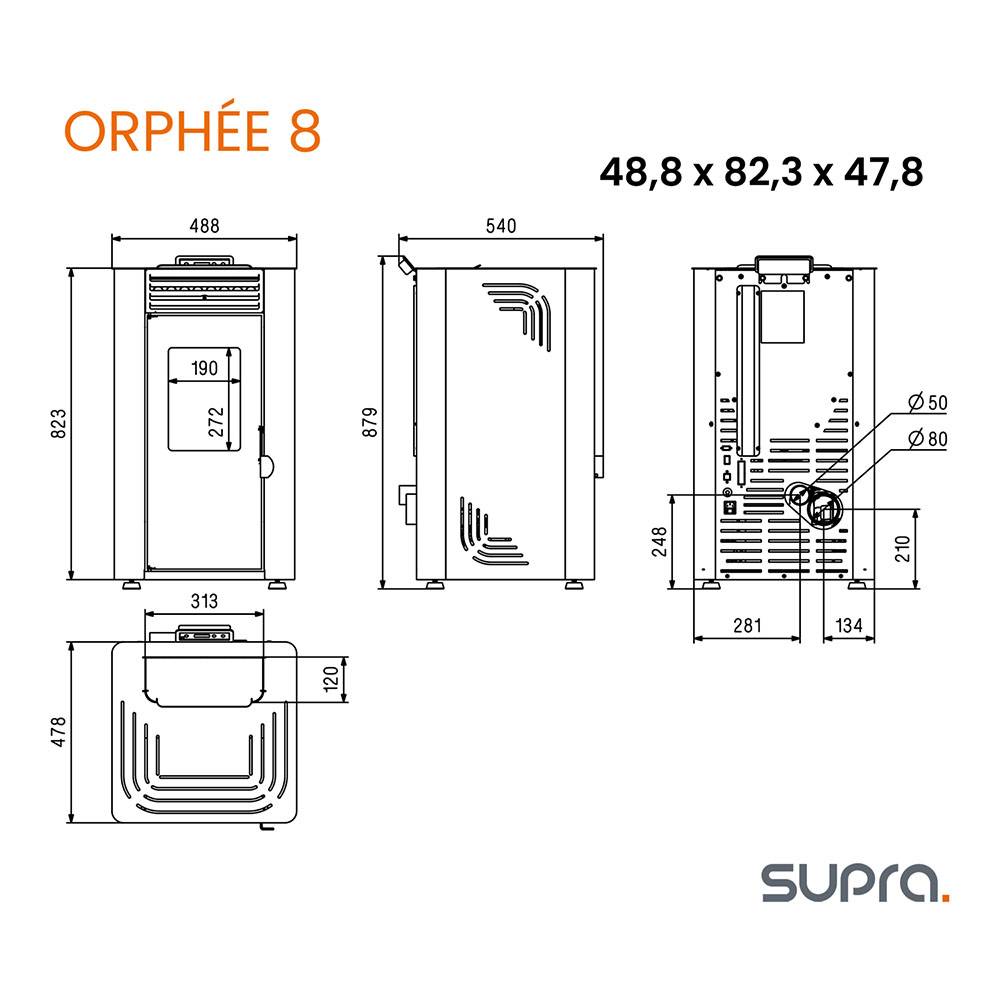Supra - Poêle à granulés de bois 8kw blanc ORPHEE 8 BLANC Supra - Imagen 5