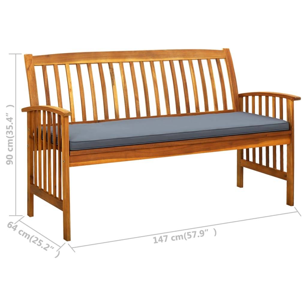 PANGIVO - Banc de jardin bois d'acacia naturel et gris foncé 147 x 64 x 90 cm - PANGIVO - Image 8