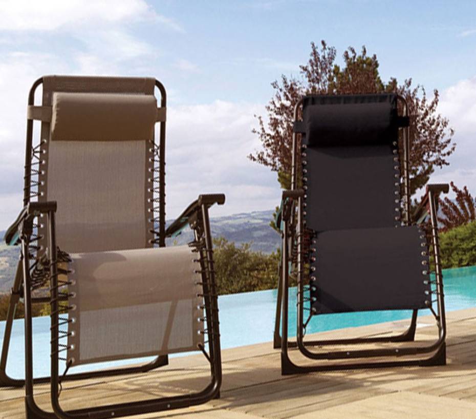 Ozalide - Lot de 2 fauteuils relax en acier  pliant  gris anthracite  PALAVAS - Imagen 5