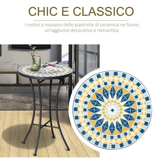 ComfortXL - Petite Table d'Appoint Jardin Acier Mosaïque Bleue Décorative Ø35.5cm - ComfortXL Outdoor Living - Image 6