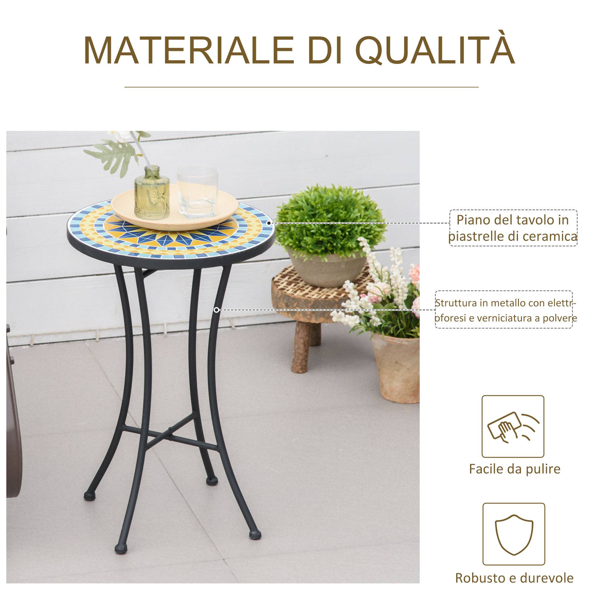 ComfortXL - Petite Table d'Appoint Jardin Acier Mosaïque Bleue Décorative Ø35.5cm - ComfortXL Outdoor Living - Image 8