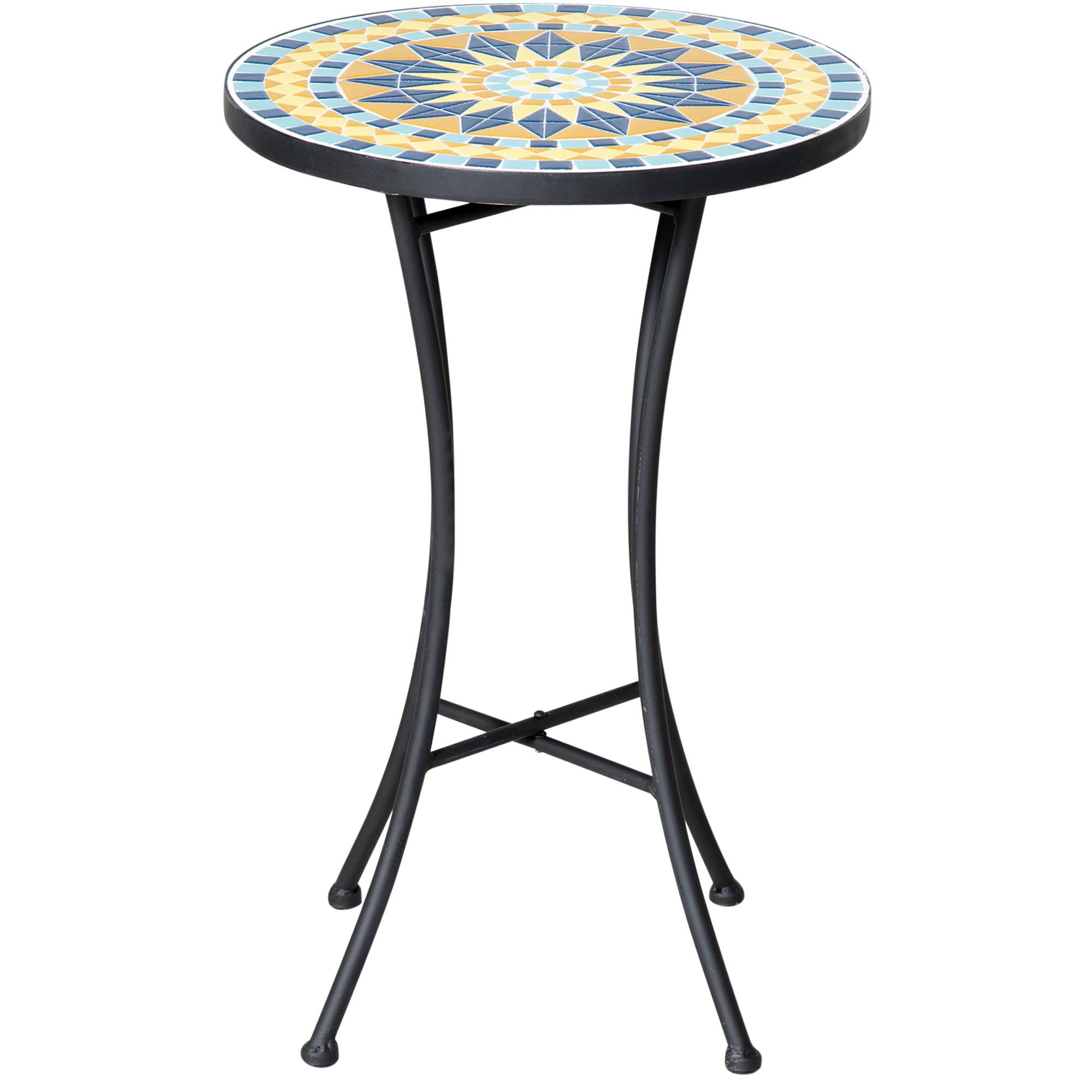 ComfortXL - Petite Table d'Appoint Jardin Acier Mosaïque Bleue Décorative Ø35.5cm - ComfortXL Outdoor Living - Image 2