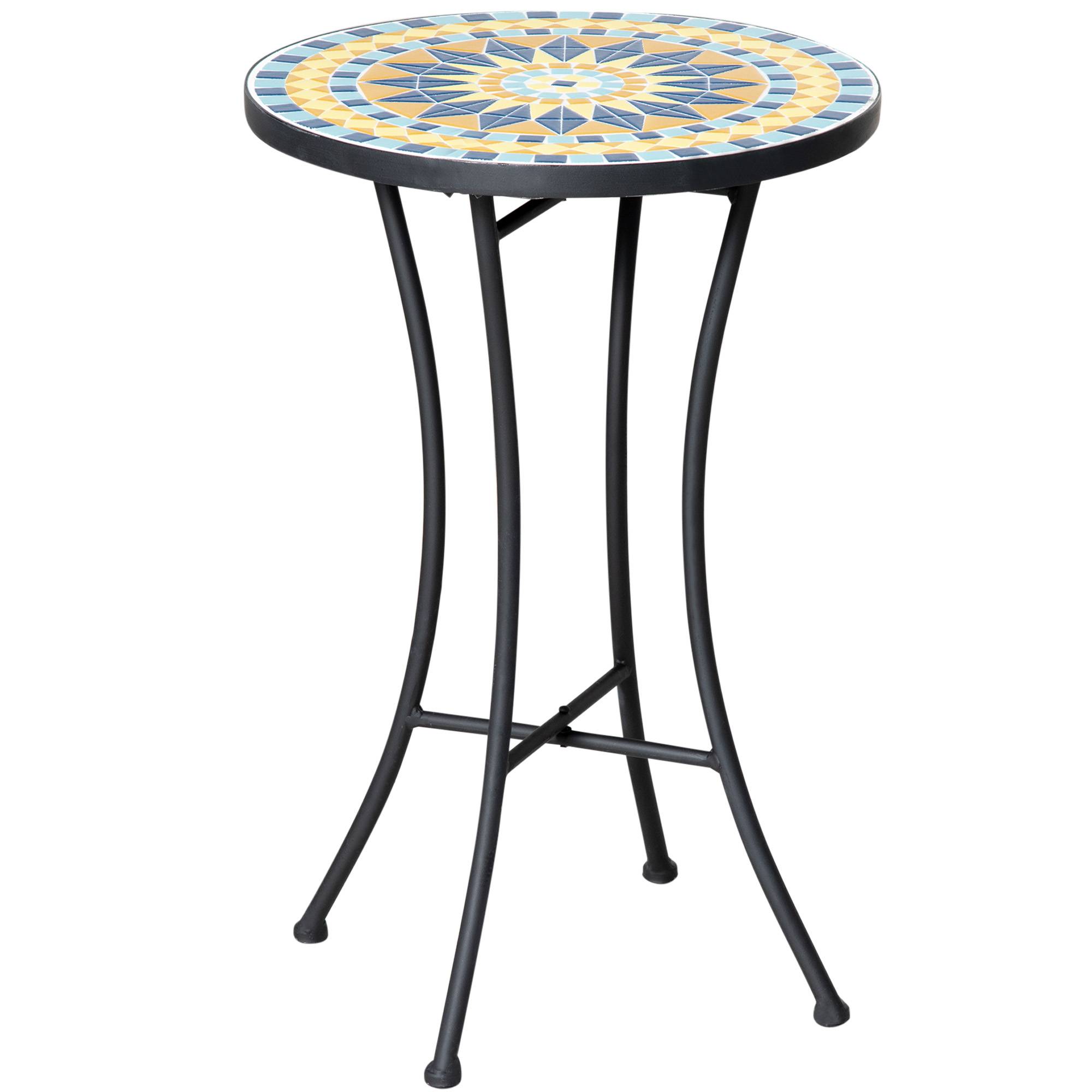 ComfortXL - Petite Table d'Appoint Jardin Acier Mosaïque Bleue Décorative Ø35.5cm - ComfortXL Outdoor Living - Image 1