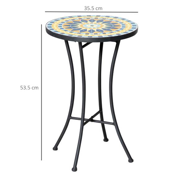 ComfortXL - Petite Table d'Appoint Jardin Acier Mosaïque Bleue Décorative Ø35.5cm - ComfortXL Outdoor Living - Image 5