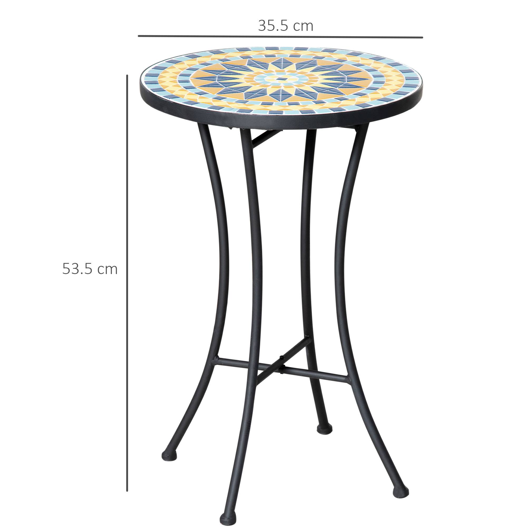 ComfortXL - Petite Table d'Appoint Jardin Acier Mosaïque Bleue Décorative Ø35.5cm - ComfortXL Outdoor Living - Image 5