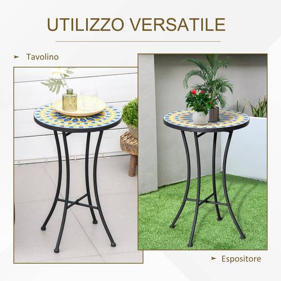 ComfortXL - Petite Table d'Appoint Jardin Acier Mosaïque Bleue Décorative Ø35.5cm - ComfortXL Outdoor Living - Image 7