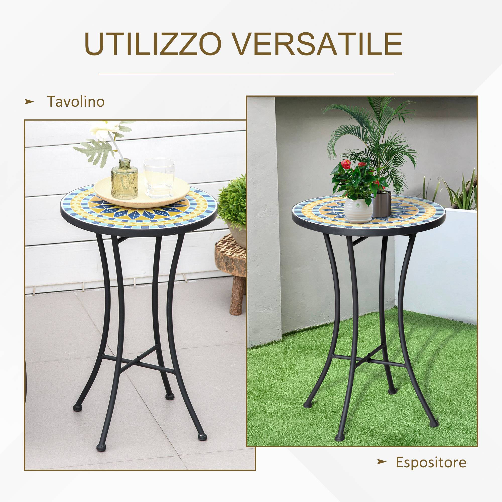 ComfortXL - Petite Table d'Appoint Jardin Acier Mosaïque Bleue Décorative Ø35.5cm - ComfortXL Outdoor Living - Image 7