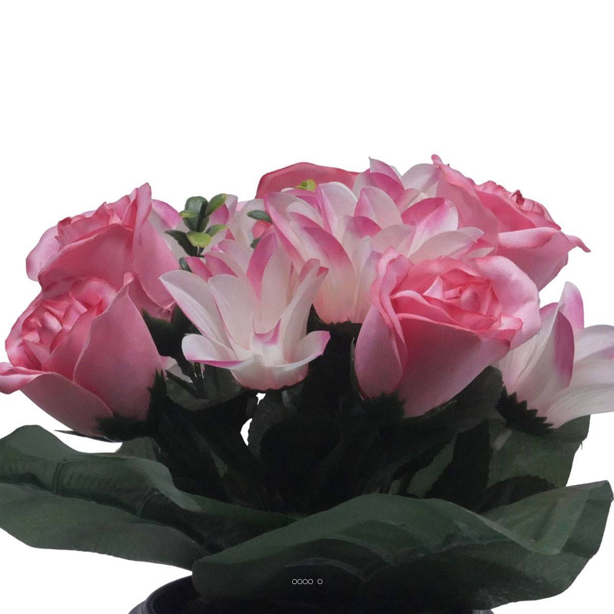 Artificielles - Pot pour Tombe de rose et Orchidée Rose artificiels - Toussaint - couleur: Rose - Imagen 3