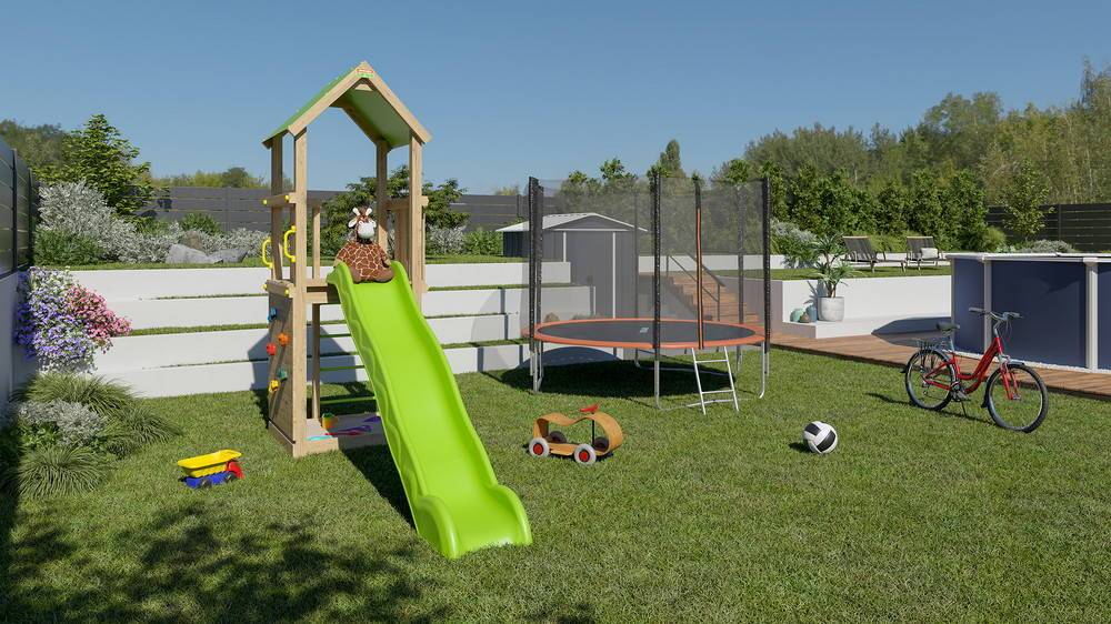 Trigano - Aire de jeux SUNNY-XPERIENCE - Tour toit plate-forme 1,2 m + toboggan + 1 mur d'escalade Trigano - Image 3