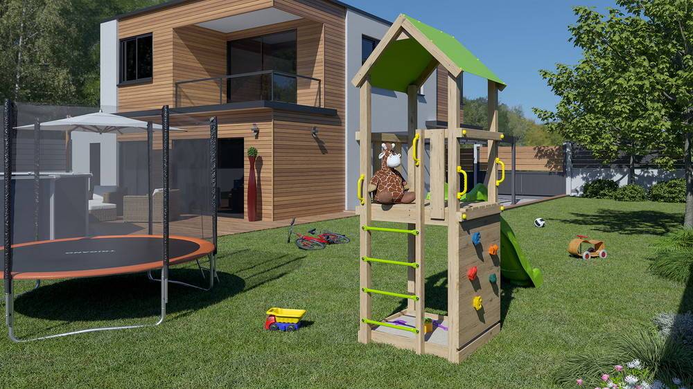 Trigano - Aire de jeux SUNNY-XPERIENCE - Tour toit plate-forme 1,2 m + toboggan + 1 mur d'escalade Trigano - Image 4