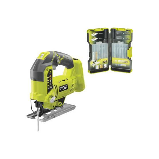 Ryobi - Pack RYOBI - Scie sauteuse pendulaire R18JS-0 - 18 V One+ sans batterie ni chargeur - Coffret de20 lames panachées bois et métal 75-100mm RAK20JB - Image 1