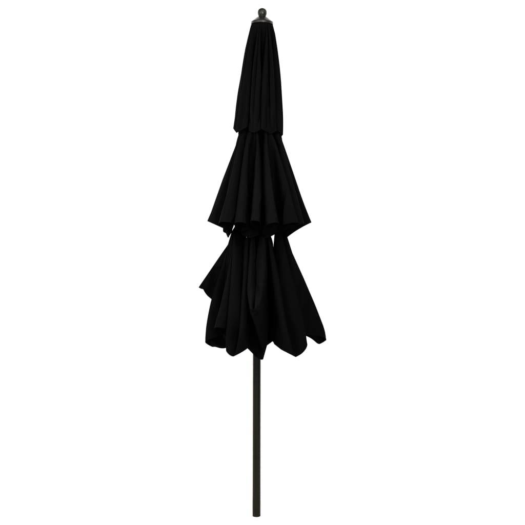 Helloshop26 - Parasol à 3 niveaux avec mât en aluminium 3 m noir - Imagen 4