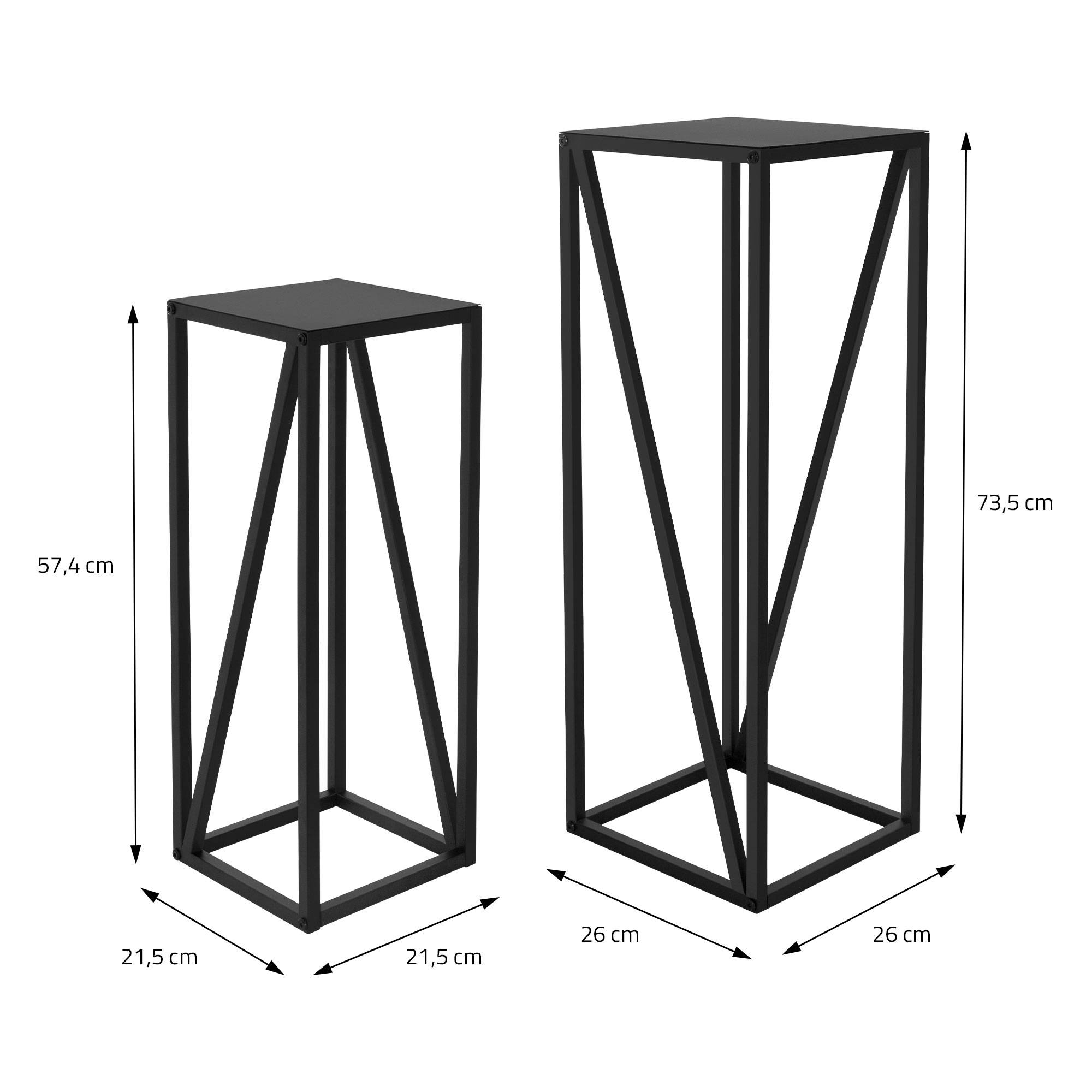 Ml-Design - 2x Support de plantes noir en acier h: 57,4 et 73,5 cm porte-pot de fleurs déco - Imagen 7