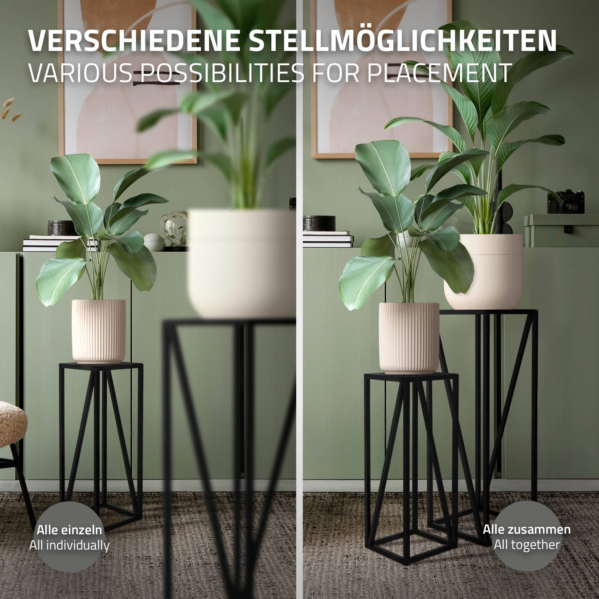 Ml-Design - 2x Support de plantes noir en acier h: 57,4 et 73,5 cm porte-pot de fleurs déco - Imagen 5