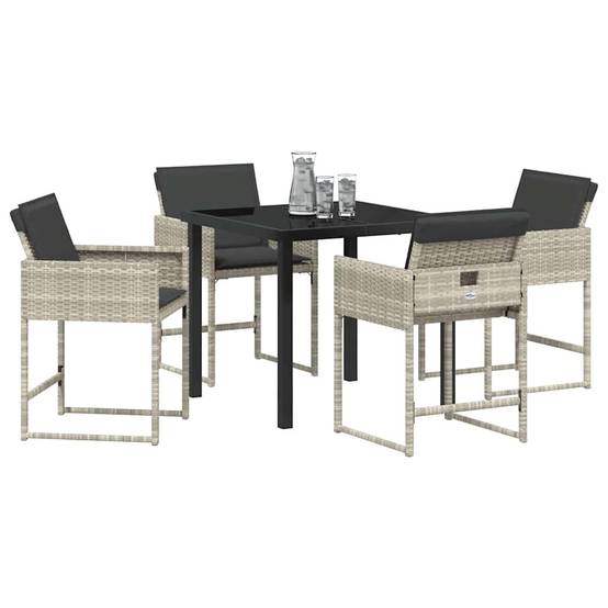 Salon de jardin 4 personnes Résine tressée Pliable pour rangement compact Gris clair – ComfortXL Outdoor Living - Image 3