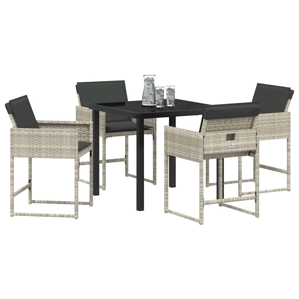 Salon de jardin 4 personnes Résine tressée Pliable pour rangement compact Gris clair – ComfortXL Outdoor Living - Image 3