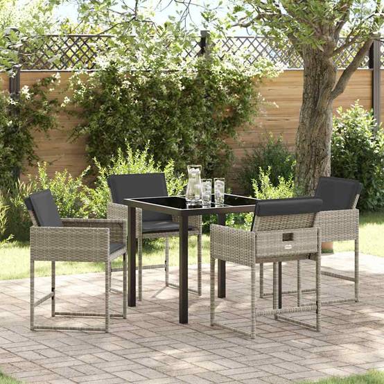Salon de jardin 4 personnes Résine tressée Pliable pour rangement compact Gris clair – ComfortXL Outdoor Living - Image 1