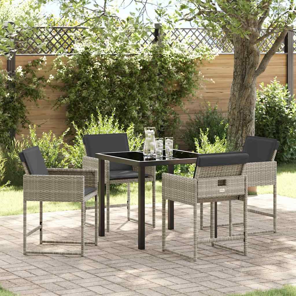 Salon de jardin 4 personnes Résine tressée Pliable pour rangement compact Gris clair – ComfortXL Outdoor Living - Image 1