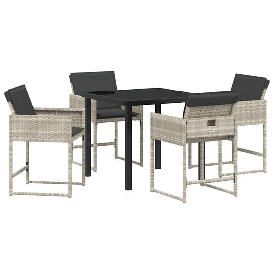Salon de jardin 4 personnes Résine tressée Pliable pour rangement compact Gris clair – ComfortXL Outdoor Living - Image 2