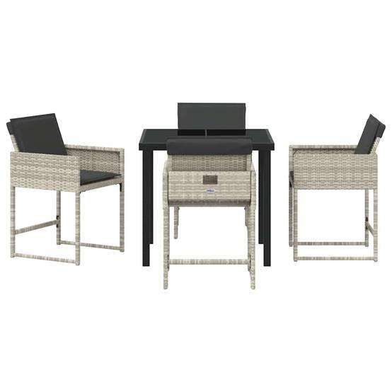 Salon de jardin 4 personnes Résine tressée Pliable pour rangement compact Gris clair – ComfortXL Outdoor Living - Image 7