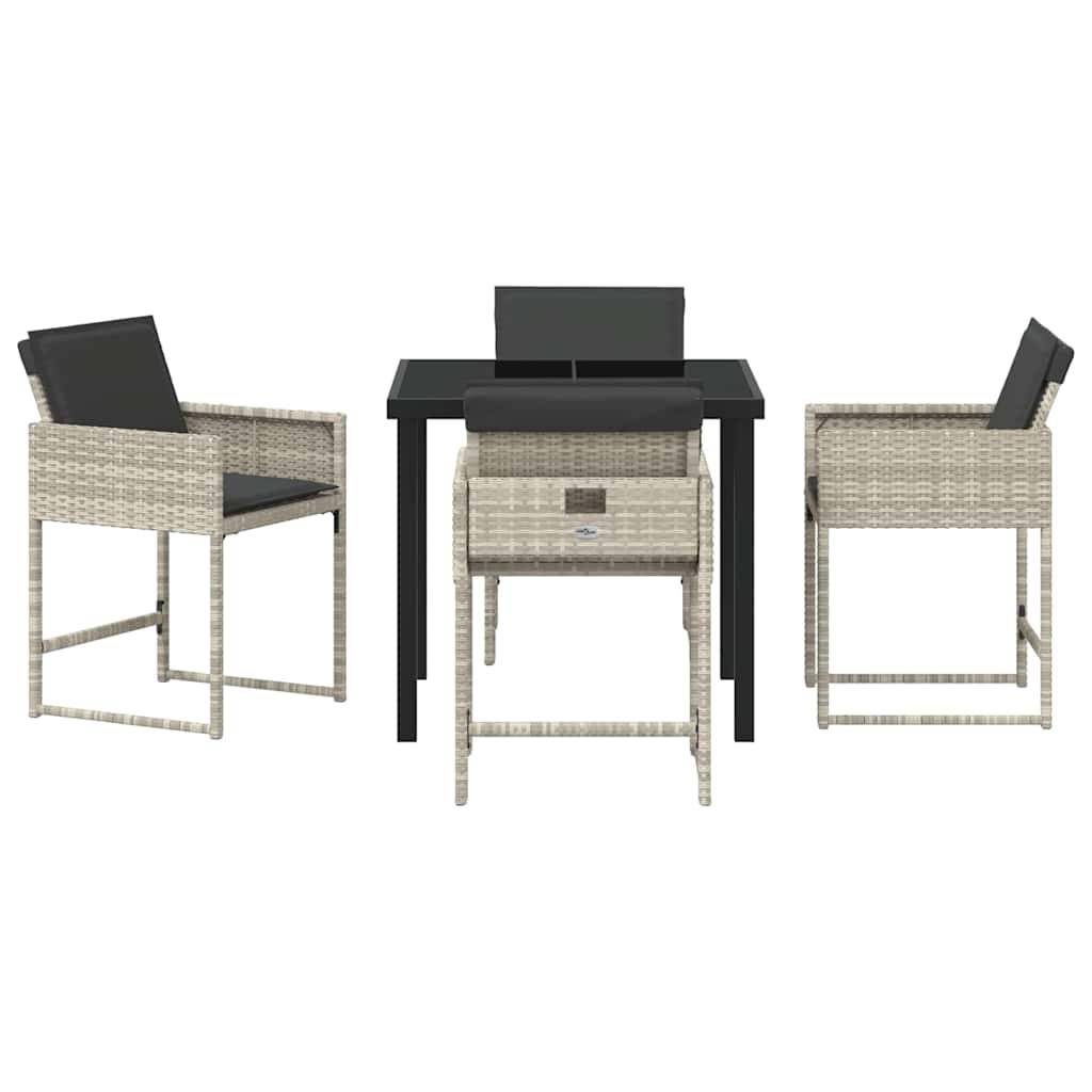 Salon de jardin 4 personnes Résine tressée Pliable pour rangement compact Gris clair – ComfortXL Outdoor Living - Image 7