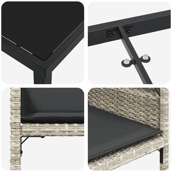Salon de jardin 4 personnes Résine tressée Pliable pour rangement compact Gris clair – ComfortXL Outdoor Living - Image 9