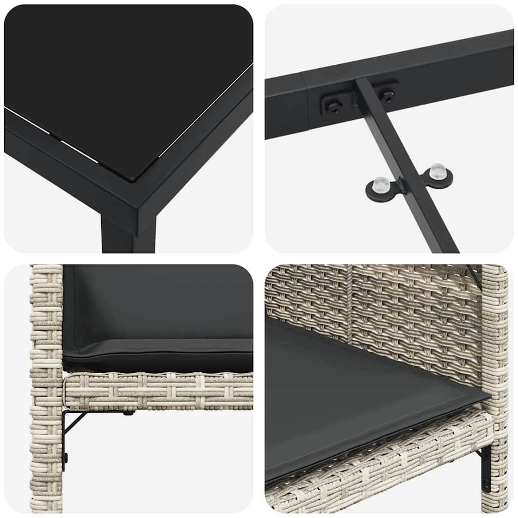 Salon de jardin 4 personnes Résine tressée Pliable pour rangement compact Gris clair – ComfortXL Outdoor Living - Image 9