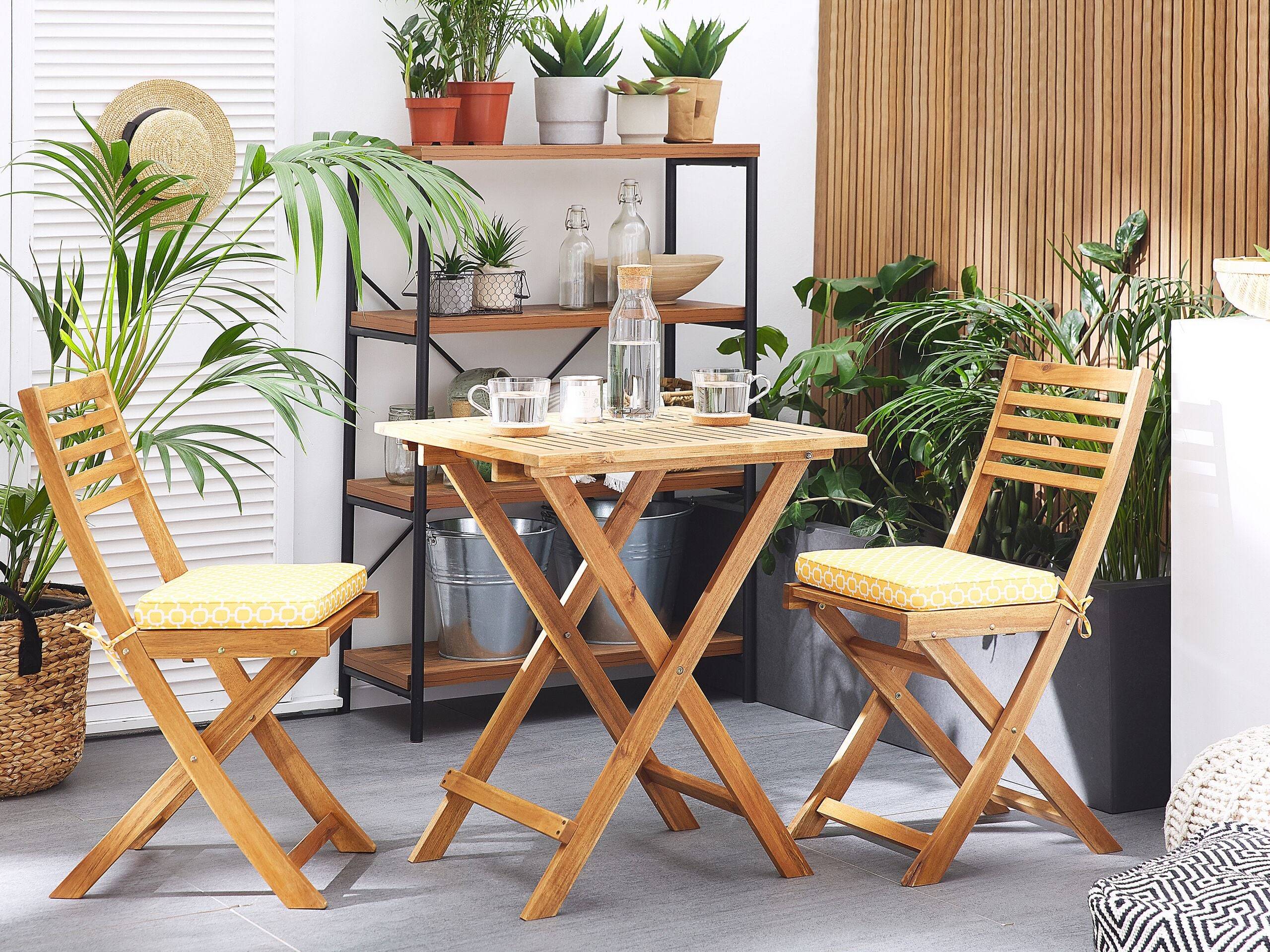 Beliani - Set de bistrot, 2 Personnes Acacia Jaune FIJI - 60x60x75- Beliani - Imagen 1