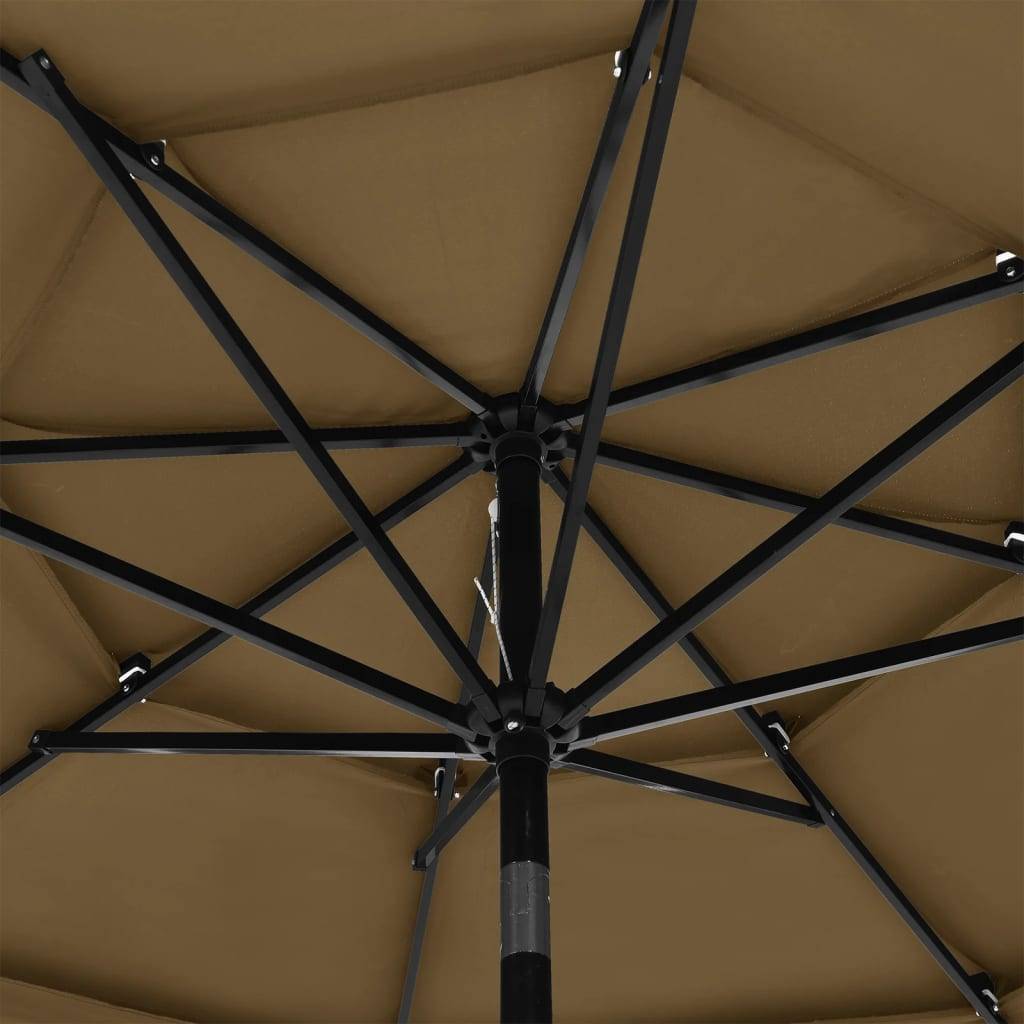 Helloshop26 - Parasol à 3 niveaux avec mât en aluminium 3 m taupe - Imagen 5