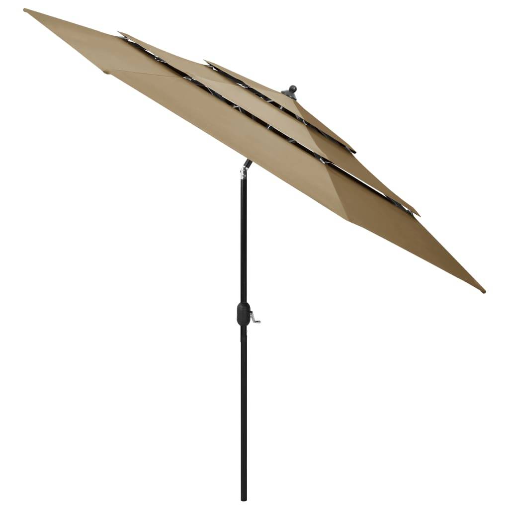 Helloshop26 - Parasol à 3 niveaux avec mât en aluminium 3 m taupe - Imagen 2