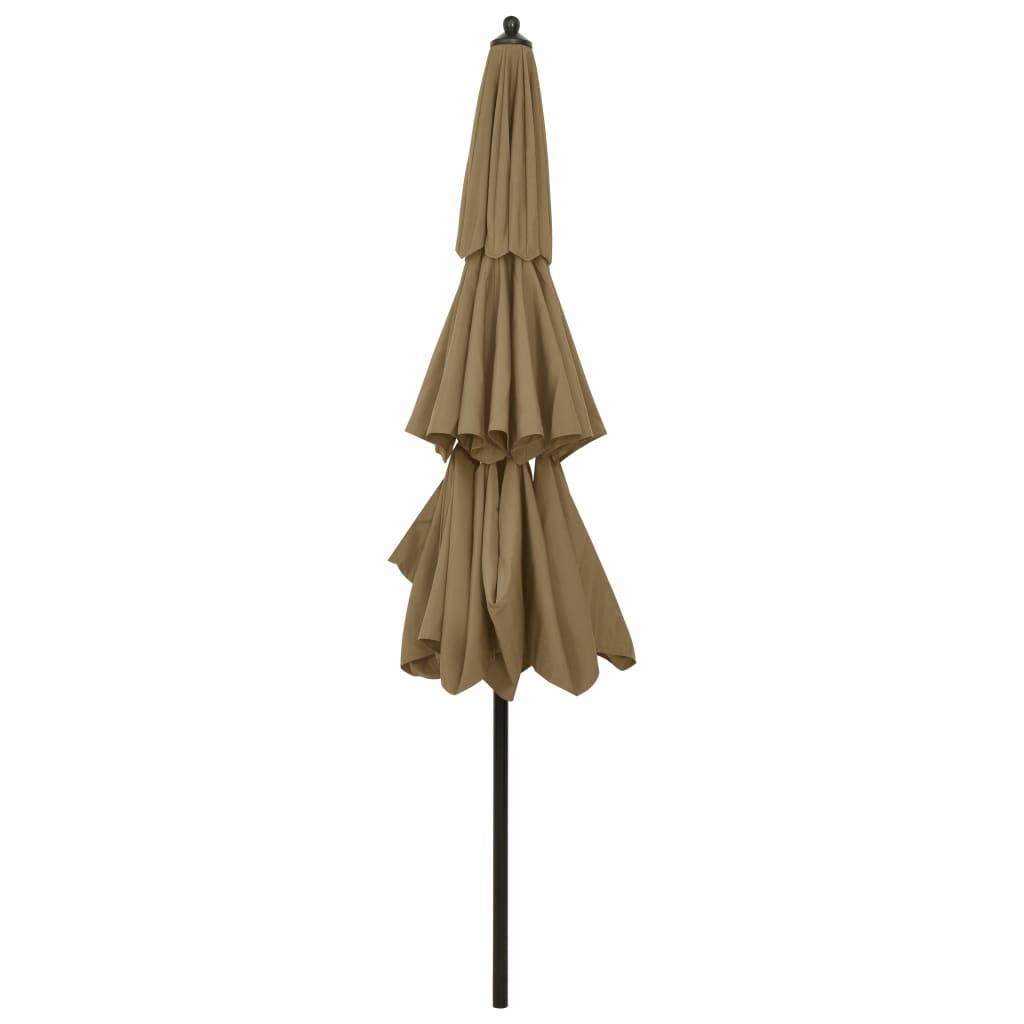 Helloshop26 - Parasol à 3 niveaux avec mât en aluminium 3 m taupe - Imagen 4