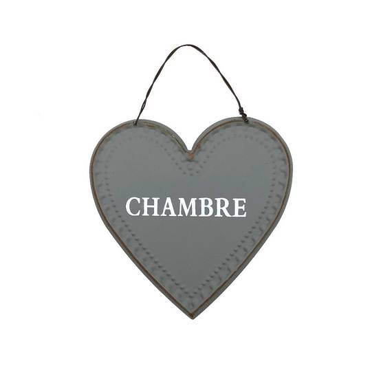~ Plaque de porte décorative coeur vintage chambre fer gris 13 cm Chemin de campagne - Imagen 1