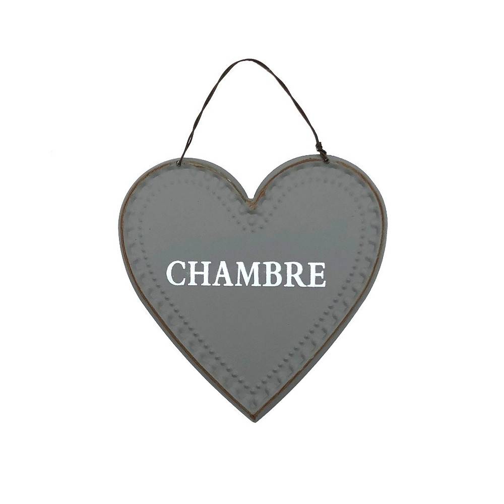 ~ Plaque de porte décorative coeur vintage chambre fer gris 13 cm Chemin de campagne - Imagen 1