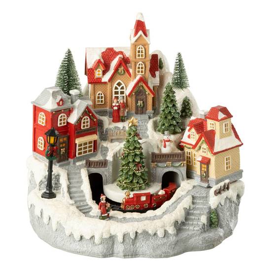 J-Line - Village de Noël "Train" 28cm Multicolore - Image 2