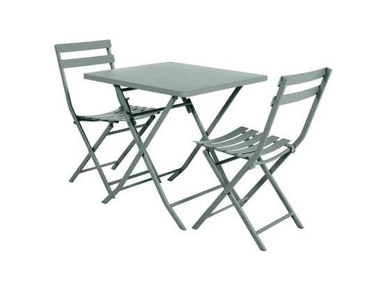 Hesperide - Salon de jardin carré en métal Greensboro 70 x 70 cm Olive avec 2 chaise - Hespéride - Image 1
