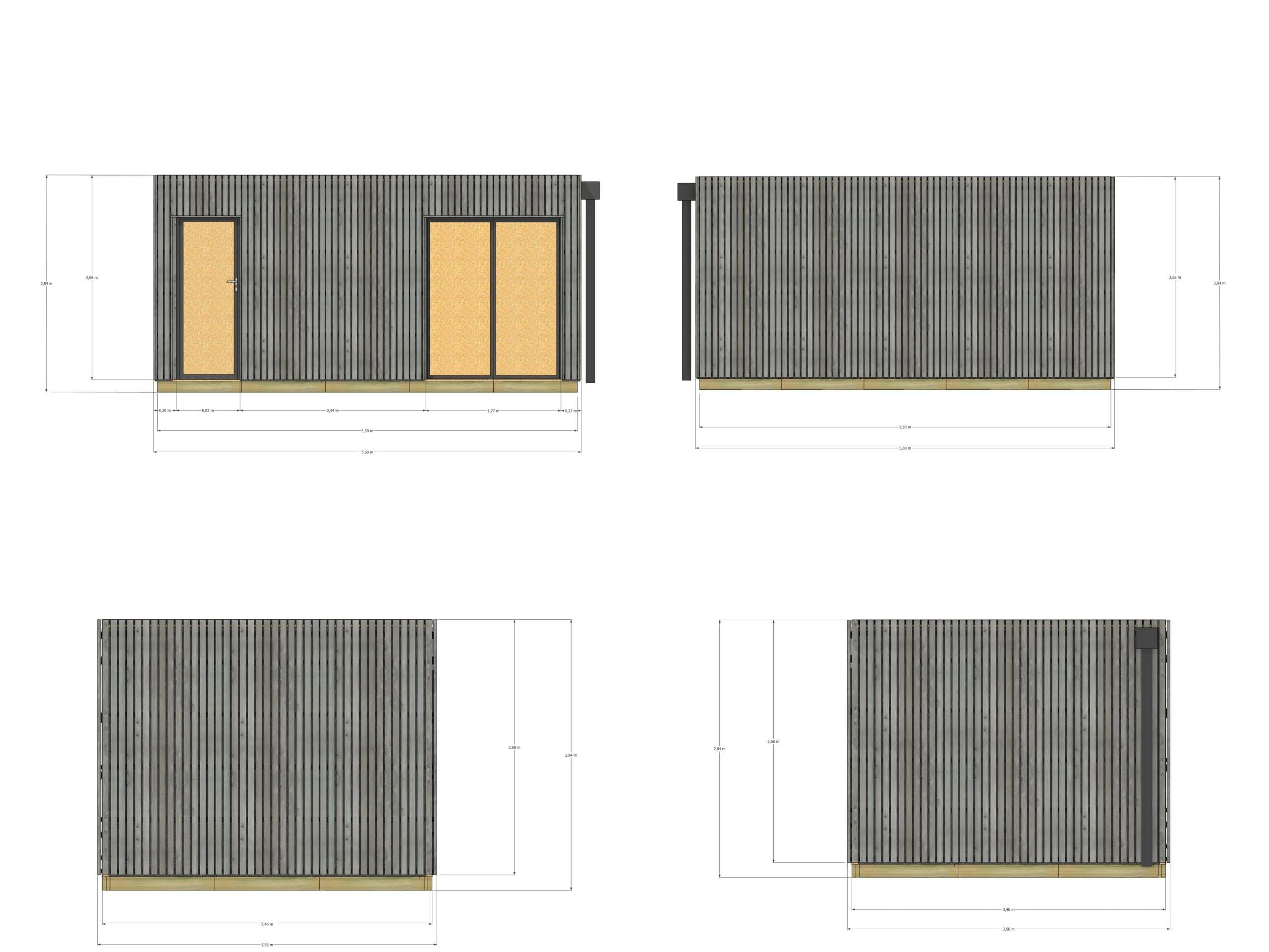 Sans Marque - Annexe de jardin sans permis en bois 5,5 x 3,5 x 2,7 m avec plancher isolé - Imagen 4