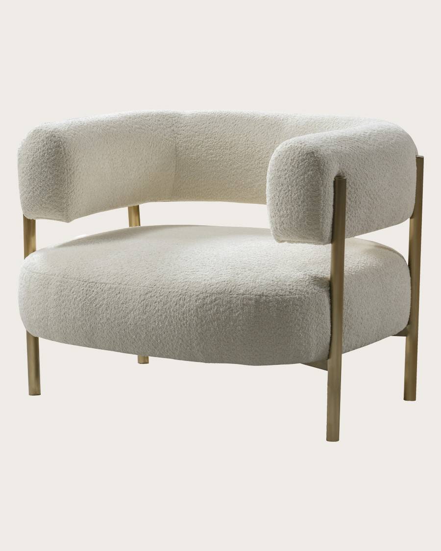 Mexi - Fauteuil en tissu et métal doré - UNIQKA - Imagen 3
