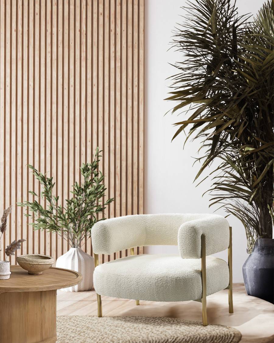 Mexi - Fauteuil en tissu et métal doré - UNIQKA - Imagen 2