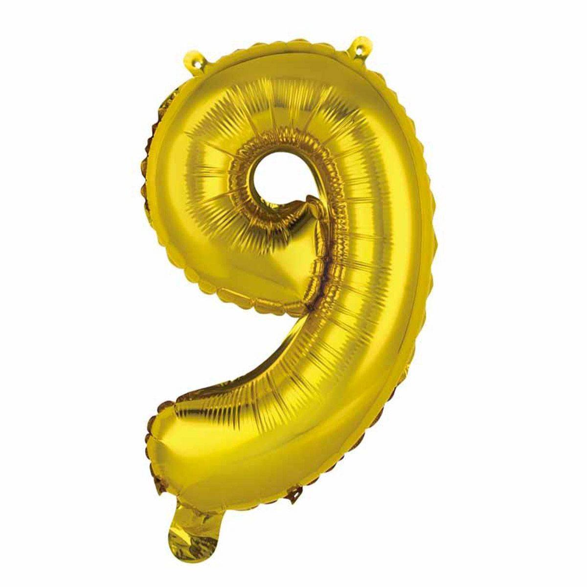 Paris Prix - Ballon Gonflable Métallisé "Chiffre 9" 40cm Or - Image 1