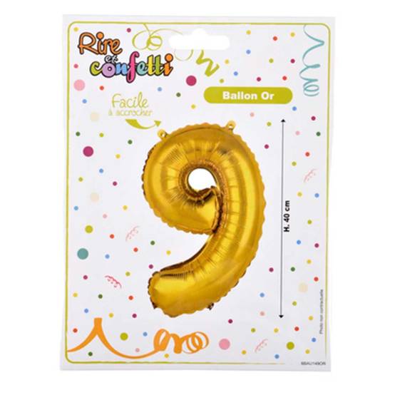 Paris Prix - Ballon Gonflable Métallisé "Chiffre 9" 40cm Or - Image 2