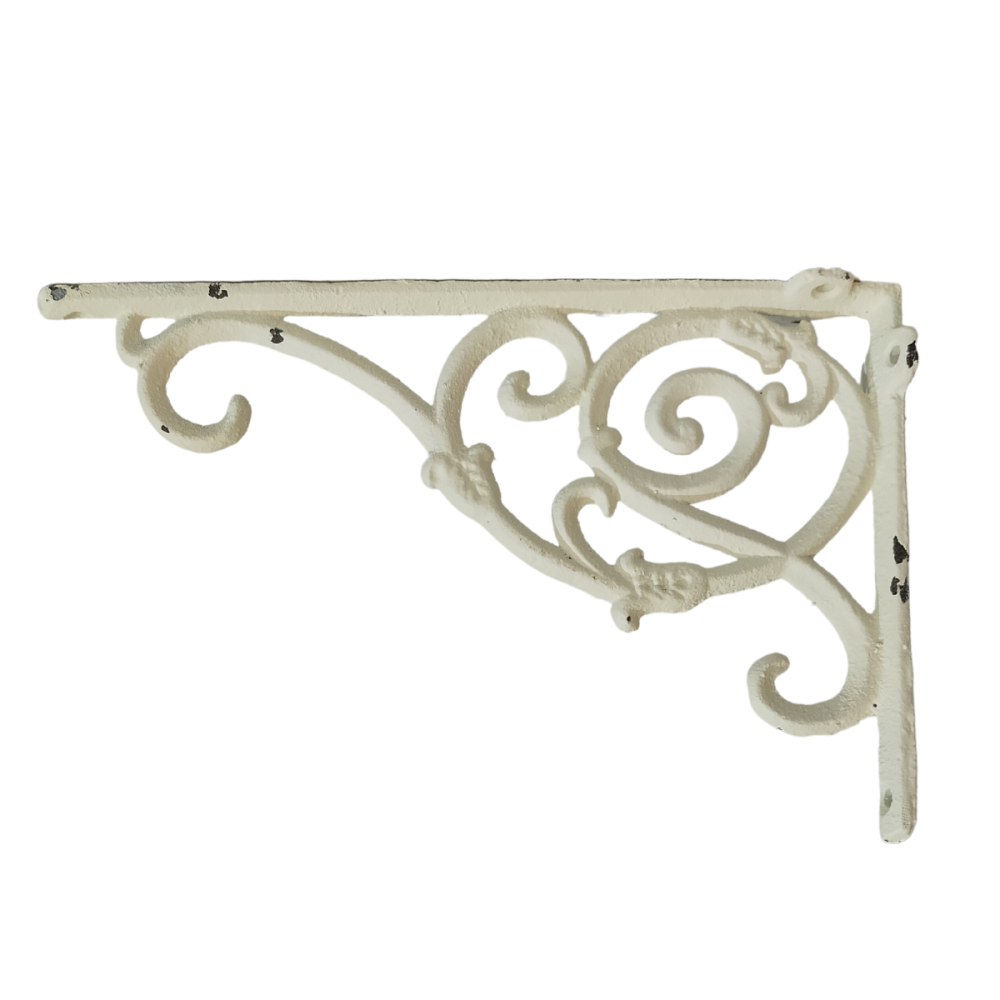 Équerre murale étagère vintage ancienne fonte blanche 24 x 15.5 cm Chemin de campagne - Image 1