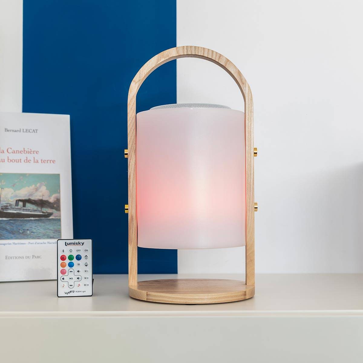 Lumisky - Lampe enceinte bluetooth multicolore WOODY PLAY H37cm - Imagen 9