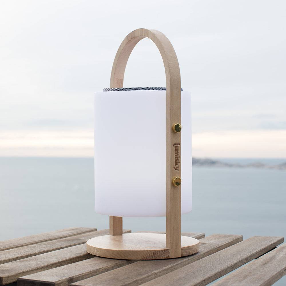 Lumisky - Lampe enceinte bluetooth multicolore WOODY PLAY H37cm - Imagen 7