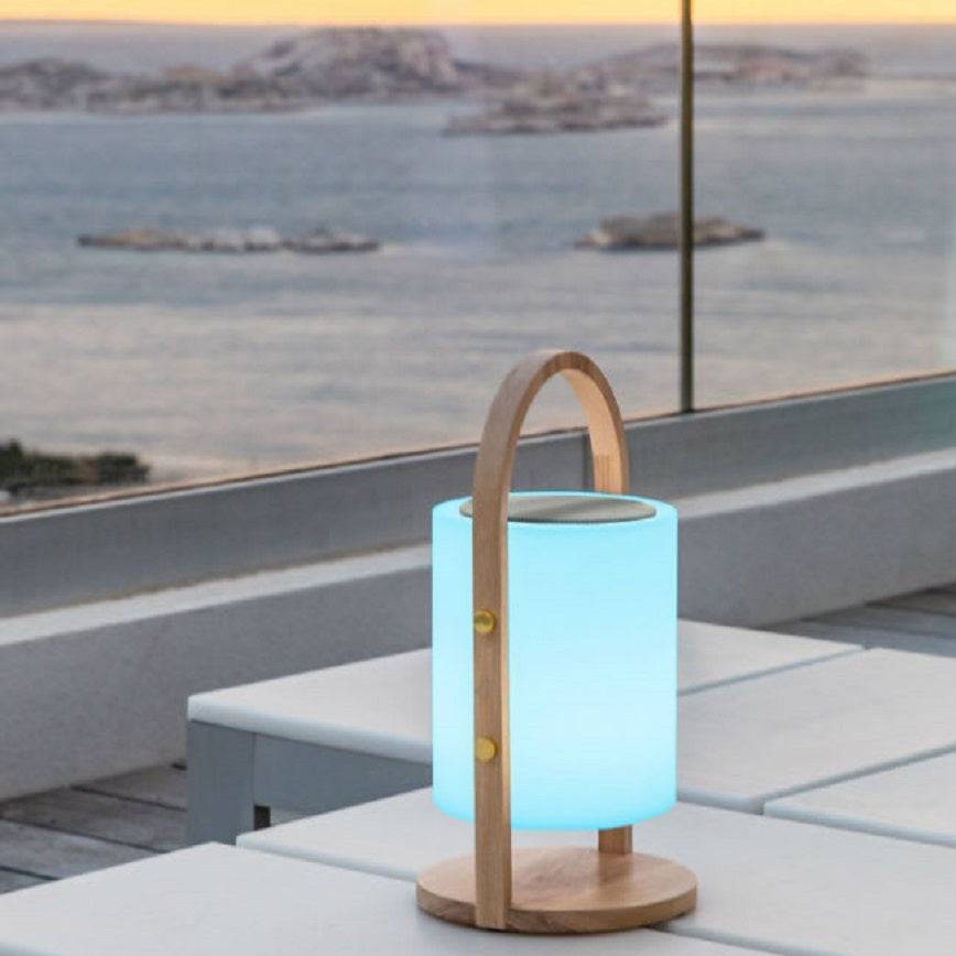 Lumisky - Lampe enceinte bluetooth multicolore WOODY PLAY H37cm - Imagen 2