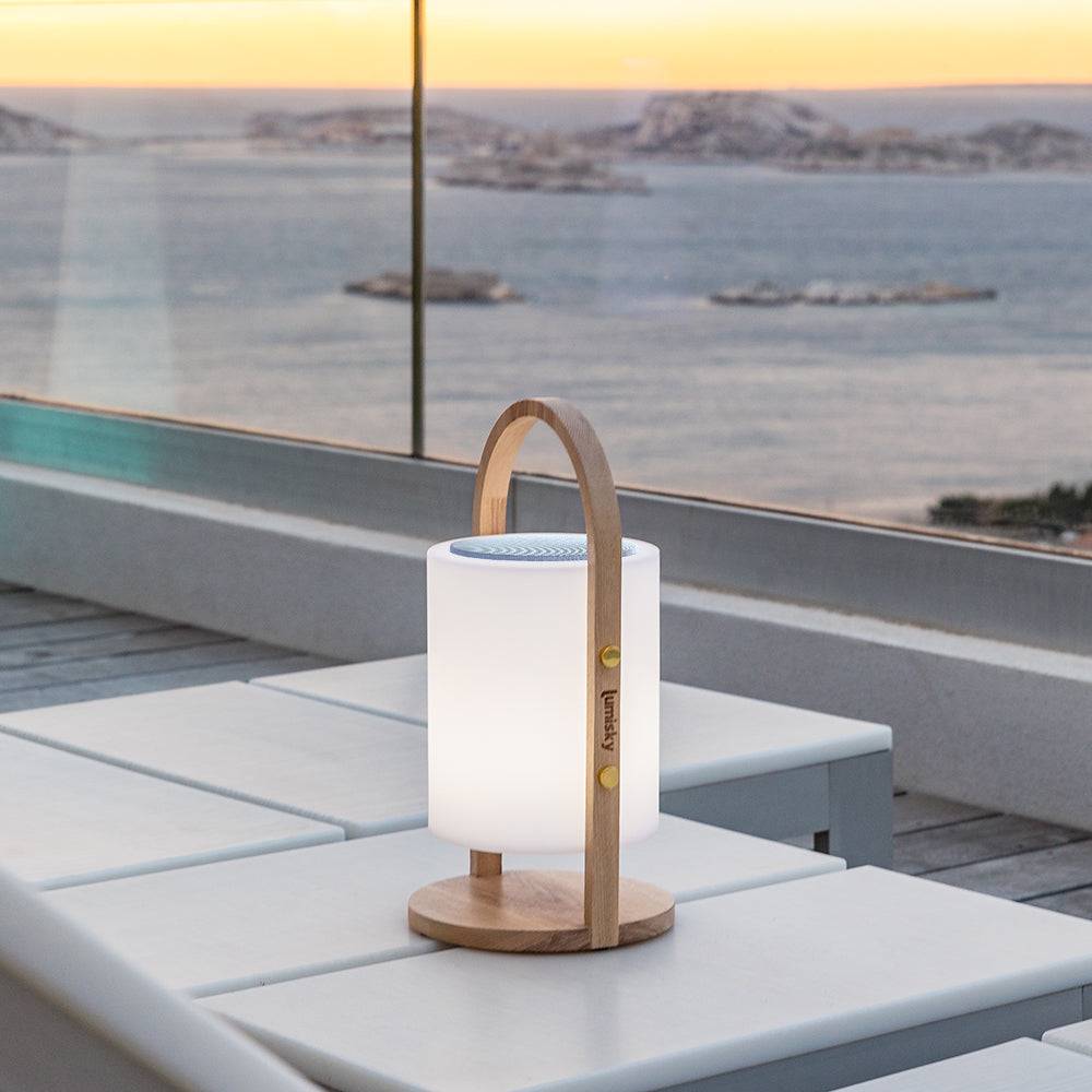 Lumisky - Lampe enceinte bluetooth multicolore WOODY PLAY H37cm - Imagen 4