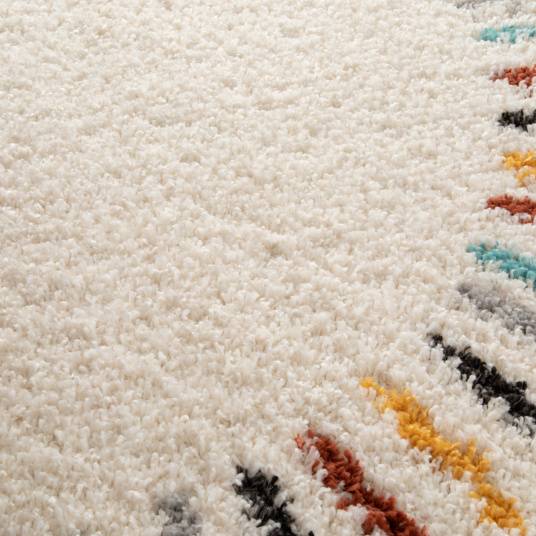 Decoweb - Tapis rond chambre d'enfant berbère - Adel - Beige et traits multicolore - Ø 120 cm - Decoweb - Image 3