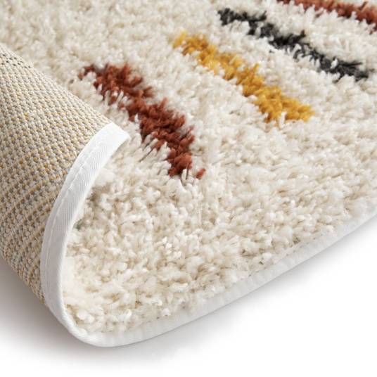 Decoweb - Tapis rond chambre d'enfant berbère - Adel - Beige et traits multicolore - Ø 120 cm - Decoweb - Image 4