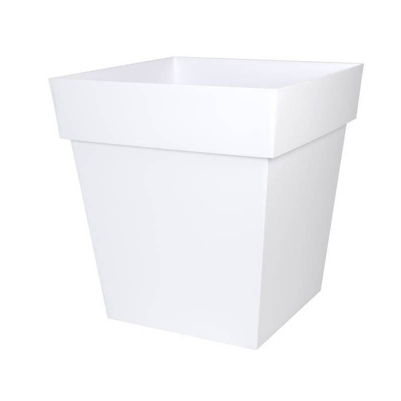 EDA Plastiques - Eda Pot Carre Toscane - 50 Cm - 87 L - Blanc - Image 1