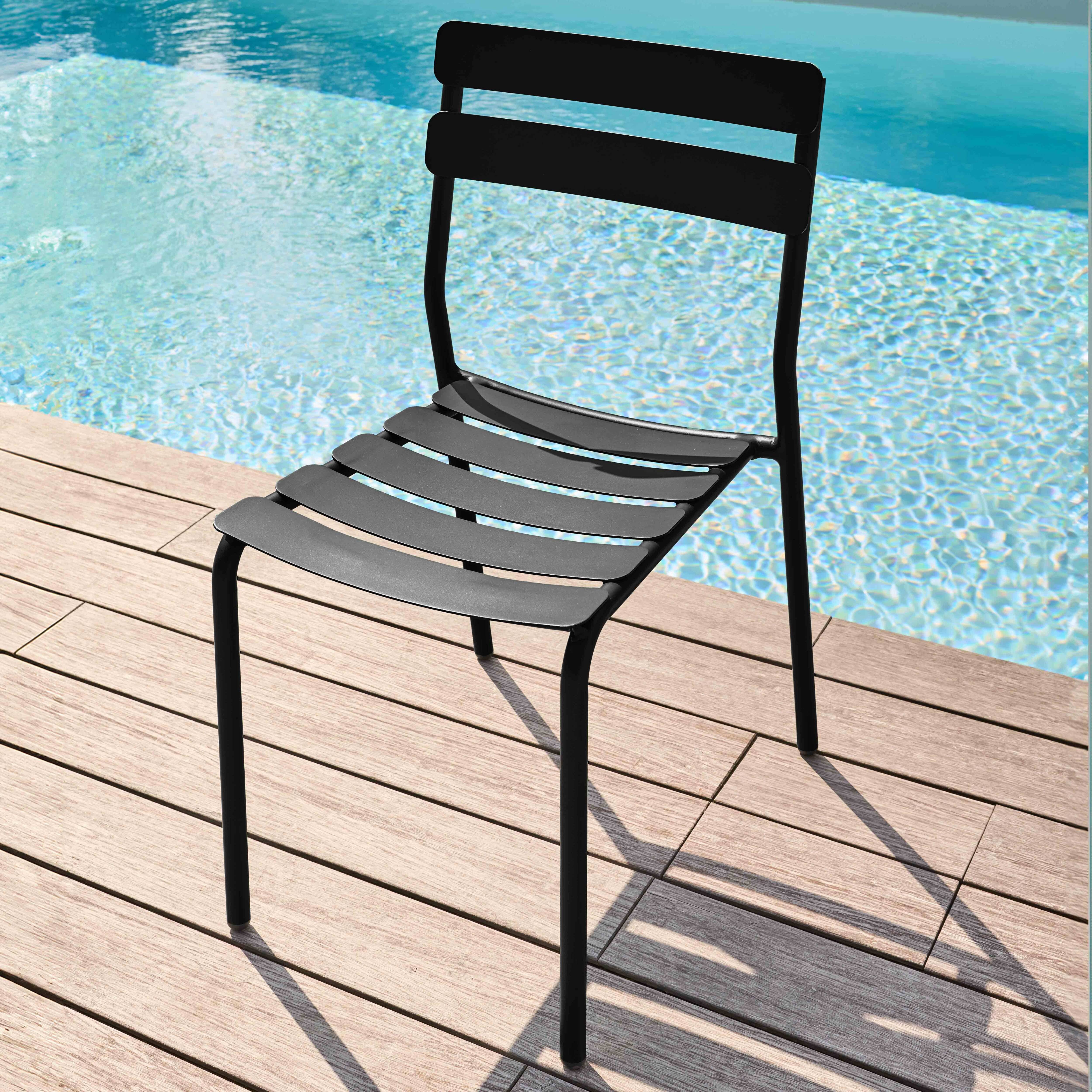 Oviala - Chaise de terrasse en aluminium noire Almada - Oviala - Imagen 2