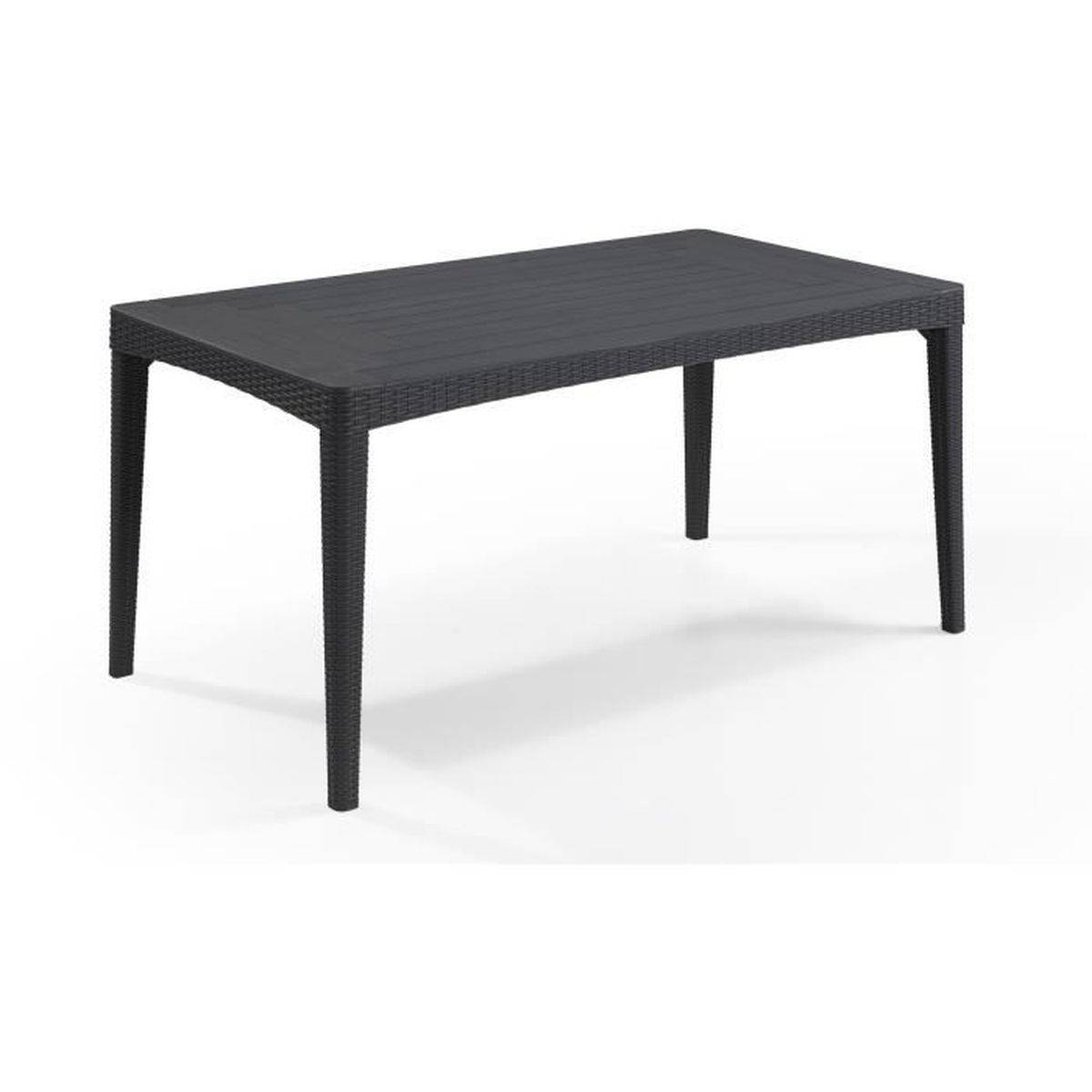 Table de jardin rectangulaire résine 160 x 90 x 74 cm, aspect rotin tressé - Jusqu’à 6 personnes - ALLIBERT by KETER - Image 1